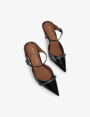 KURT GEIGER LONDON: Strass Patent-Leather Heeled Mules