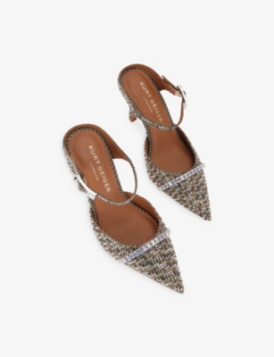 KURT GEIGER LONDON: Strass Woven Heeled Mules