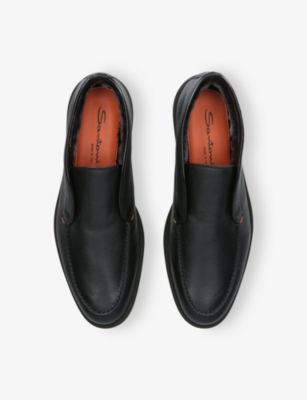Santoni Mens Black Detroit Leather Desert Boots Eur 39 / 5 Uk In Black