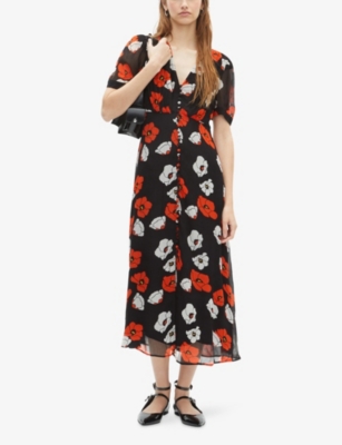 THE KOOPLES: V-Neck Floral-Print Woven Maxi Dress