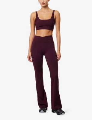 We Are Tala Omens Dayflex Square-neck Stretch-jersey Sports Bra Fig In Burgundy
