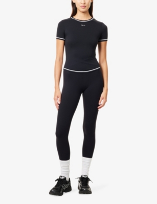 We Are Tala Omens Shadow Black Ultralite Active Contrast-stich Stretch-woven T-shirts Xs In Black