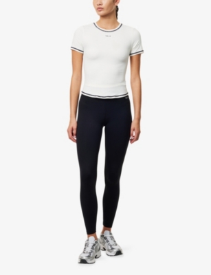 We Are Tala Omens Ltralite Contrast Stitch Active Stretch-woven T-shirt Ivory In White