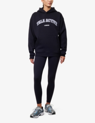 We Are Tala Omens Active Applique Cotton-blend Hoody Midnight Navy Xs In Blue
