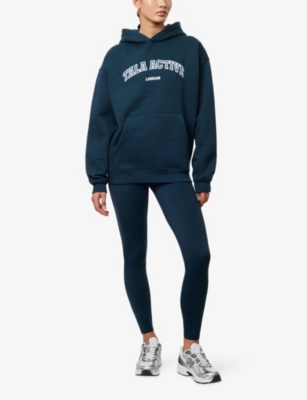 We Are Tala Omens Active Applique Cotton-blend Hoody Rich Teal In Blue