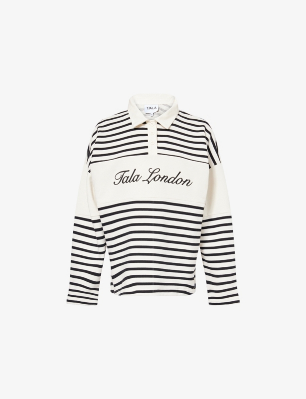 Striped Rugby Polo Cotton-Blend Sweatshirt