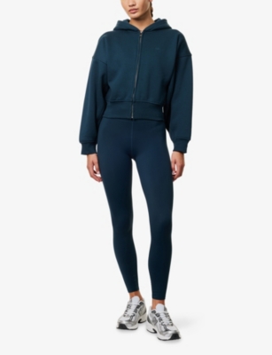 We Are Tala Omens Cocoon Sweat Zip-up Cotton-blend Hoody Deep Teal Xs In Blue
