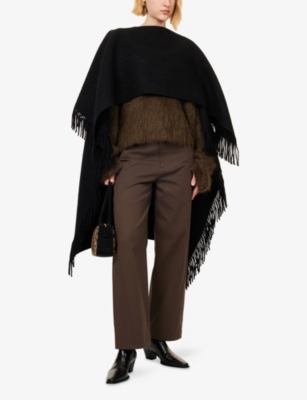 TOTEME: Fringed Relaxed-Fit Wool-Blend Poncho