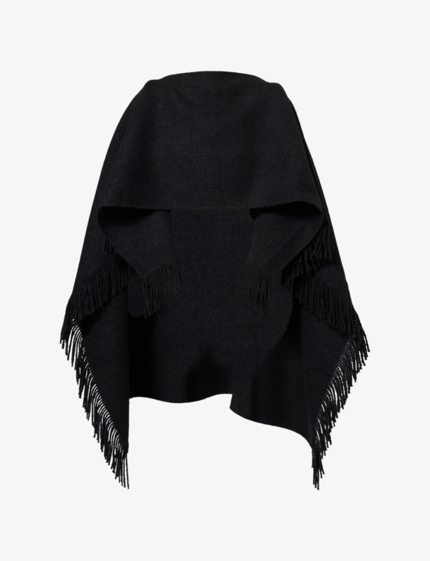 Fringed Relaxed-Fit Wool-Blend Poncho