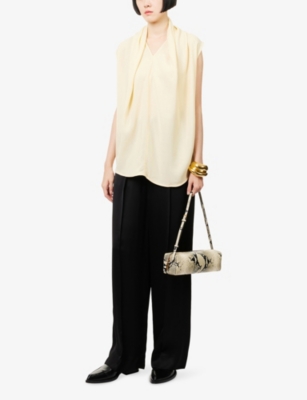 Totême Womens Black Wide-leg Satin Woven Trousers In Black