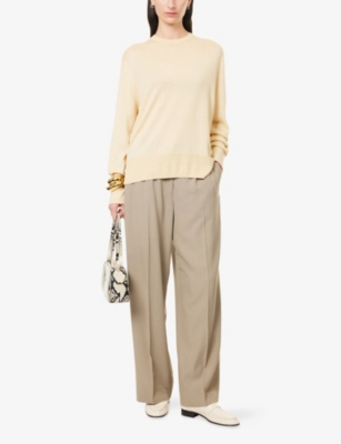 Totême Womens Wide-leg Fluid Woven Trousers Taupe In Brown