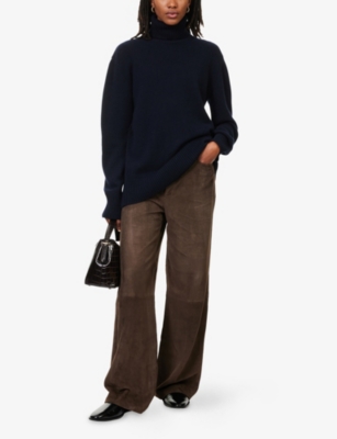 Totême Womens Navy Turtleneck Relaxed-fit Cashmere Jumper In Blue