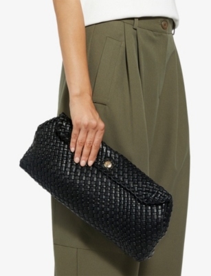 Dune Womens Black Synthetic Encourage Woven Faux-leather Clutch Bag In Black