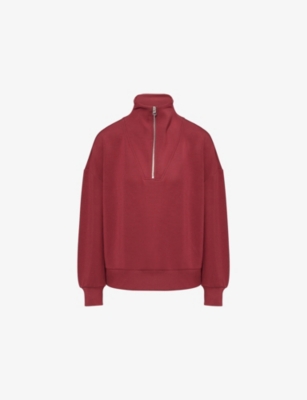 Varley Womens New Maroon Hawley Half-zip Stretch-woven Sweatshirt Xs In Burgundy