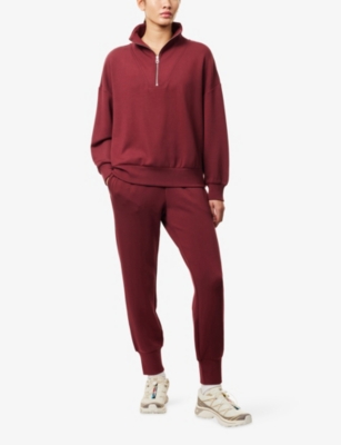 Varley Womens New Maroon Elasticated-waist Slim-fit Stretch-jersey Joggers Xs In Red