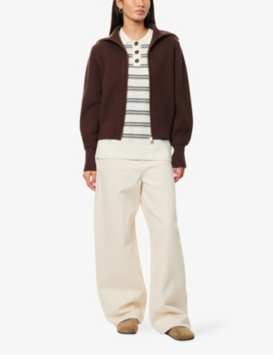 Varley Womens Coffee Bean Enrico High-neck Knitted Jacket In Brown