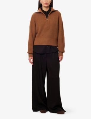Varley Womens Caramel Pecan Maura Ribbed Knitted Jumper Xs In Brown
