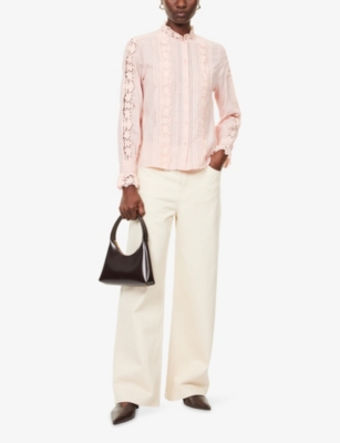 ME AND EM: Embroidery-Detail Long-Sleeve Cotton Blouse