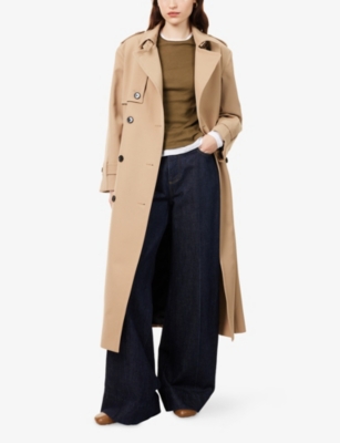 Me And Em And Em Womens Pale Camel Belted Relaxed-fit Stretch-woven Trench Coat In Neutral