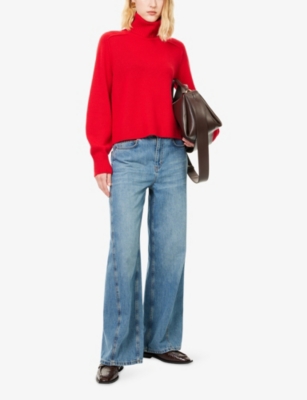 Me And Em And Em Womens Insert Wide-leg Denim Jeans Mid Wash In Blue
