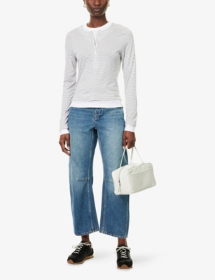 Me And Em And Em Womens Mid Wash Engineered Cropped Denim Jeans In Blue