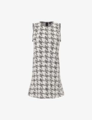 Me And Em And Em Womens Black Multi Houndstooth-texture Stretch-knit Mini Dress In Multi