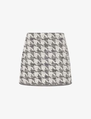 Me And Em And Em Womens Black Multi Houndstooth-texture Stretch-knit Mini Skirt