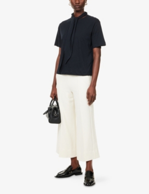 ME AND EM: Scarf-Neck Classic Cotton-Jersey T-Shirt