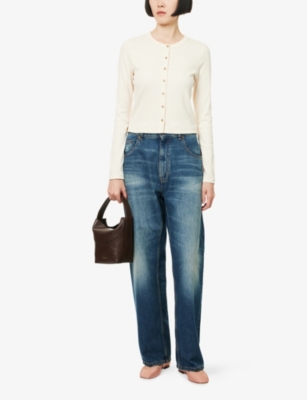 ME AND EM: Ultimate Stretch Rib-Knit Cotton Cardigan