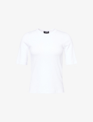 Me And Em And Em Womens Bright White Ultimate Round-neck Cotton-rib T-shirts In White
