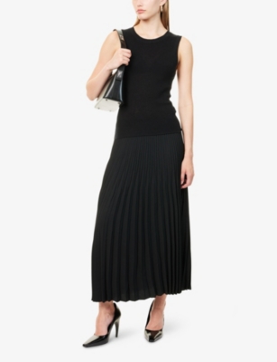 Me And Em And Em Womens Black Barely There Ribbed Wool And Cashmere Vest In Multi