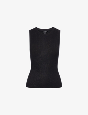 Me And Em And Em Womens Black Barely There Ribbed Wool And Cashmere Vest In Multi