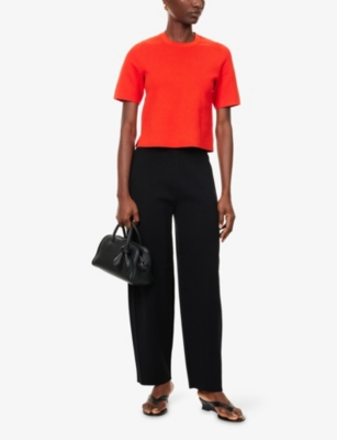 Me And Em And Em Womens Black Milano Wide-leg Wool And Cotton Trousers In Black
