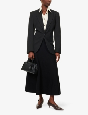 Me And Em And Em Womens Black Milano Cotton-wool Knit Maxi Skirt In Black