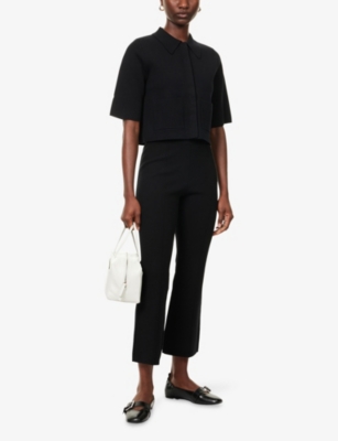Me And Em And Em Womens Black Compact Crop-leg Knitted Trousers In Black