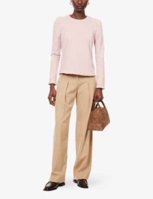 Me And Em And Em Womens Pale Camel High-rise Wide-leg Stretch-woven Trousers