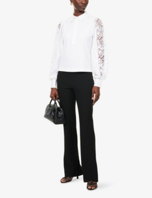 Me And Em And Em Womens Black Textured Straight-leg Stretch-woven Trousers In Black