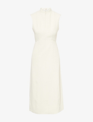 Me And Em And Em Womens Ivory Day To Evening Sleeveless Stretch-woven Midi Dress In White