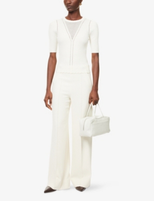 ME AND EM: Lace Round-Neck Knitted Top