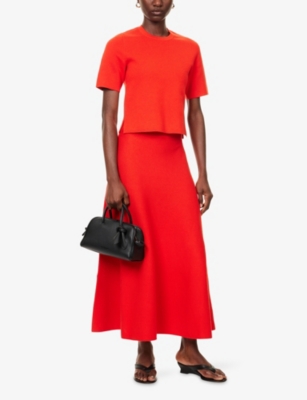 Me And Em And Em Womens Poppy Red Milano Relaxed-fit Wool And Cotton Top In Red