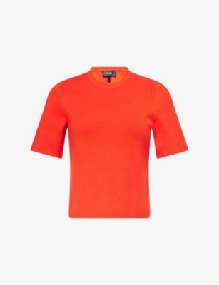 Me And Em And Em Womens Poppy Red Milano Relaxed-fit Wool And Cotton Top
