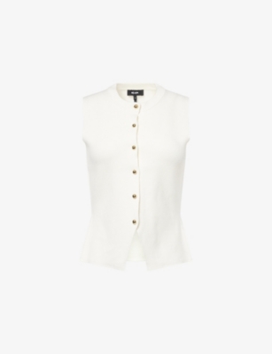 Me And Em And Em Womens Cream Milano Round-neck Wool And Cotton Waistcoat In White