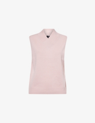 Me And Em And Em Womens Smoke Pink V-neck Relaxed-fit Wool And Cashmere Vest