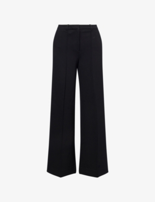 Me And Em And Em Womens Black Luxe Travel Wide-leg Stretch-woven Trousers In Black