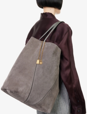 Chloé Womens Flannel Grey Spin Large Leather Tote Bag