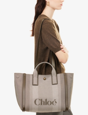 Chloé Womens Winter Ivy Small Carry Canvas Tote Bag In Gray