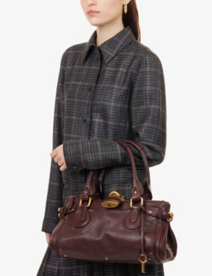 Chloé Paddington Brown Shoulder Bag With Oversized Padlock And C-shaped Buckles In Grainy Leather Woman In Brown