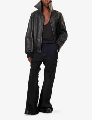 Rick Owens Mens Black Pony Scoop-neck Wool-silk Blend Tank Top In Black