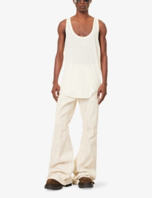 Rick Owens Mens Natural Pony Scoop-neck Wool-silk Blend Tank Top In Multi