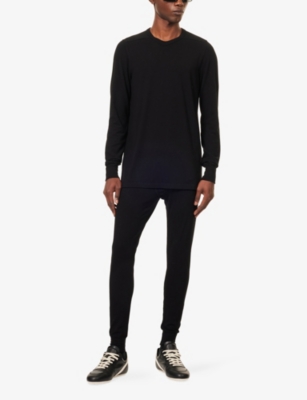 Rick Owens Mens Black Thermal Long-sleeve Stretch-jersey Blend Top In Black